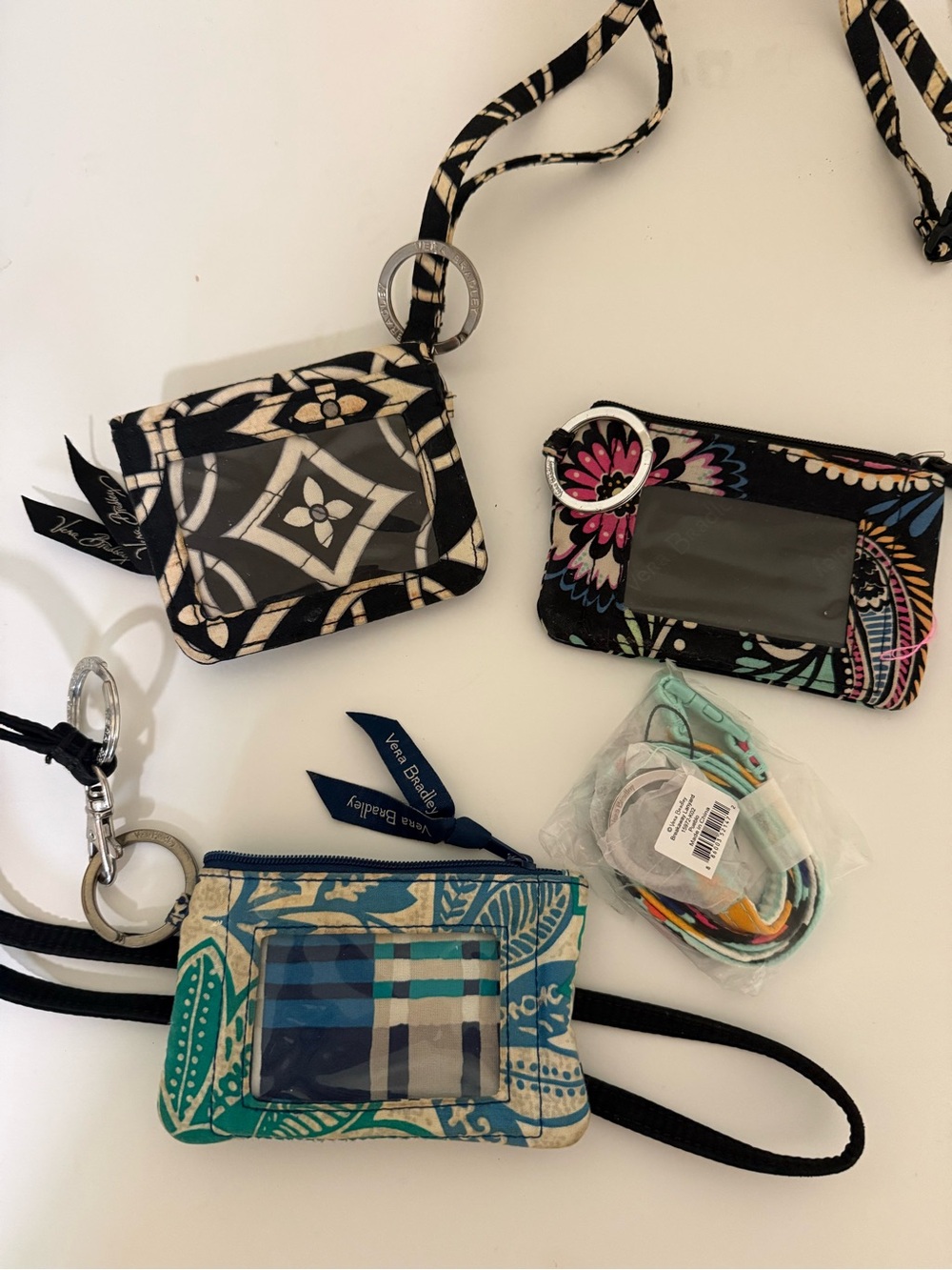 Vera Bradley Multi-Color Patterned ID Wristlet Set — Blue, Black & Teal